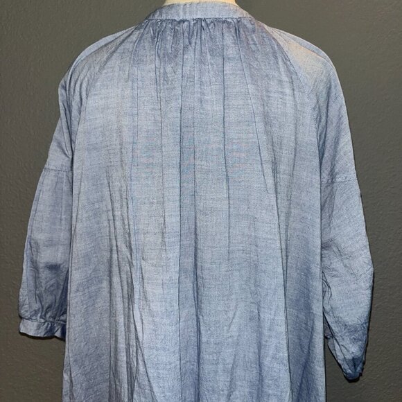 AMERICAN HOLIC Japanese Lagenlook Cottagecore Coastal Chambray Shirt Dress EUC M - Picture 8 of 13
